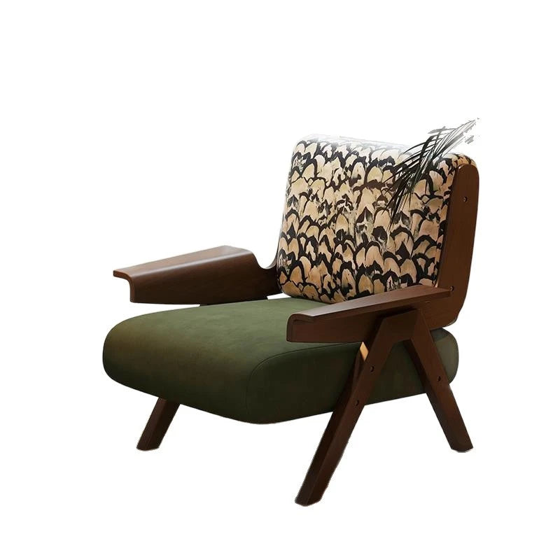 The Marlon Medieval Accent Chair – Moss Lamb Wool & Mosaic