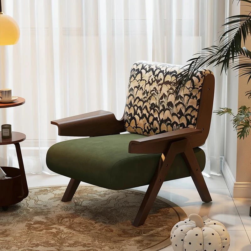 The Marlon Medieval Accent Chair – Moss Lamb Wool & Mosaic